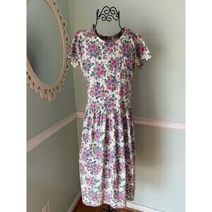 Vtg Erika And Comapny Dress Small Floral Cottagecore Midi Dress Modest Pockets